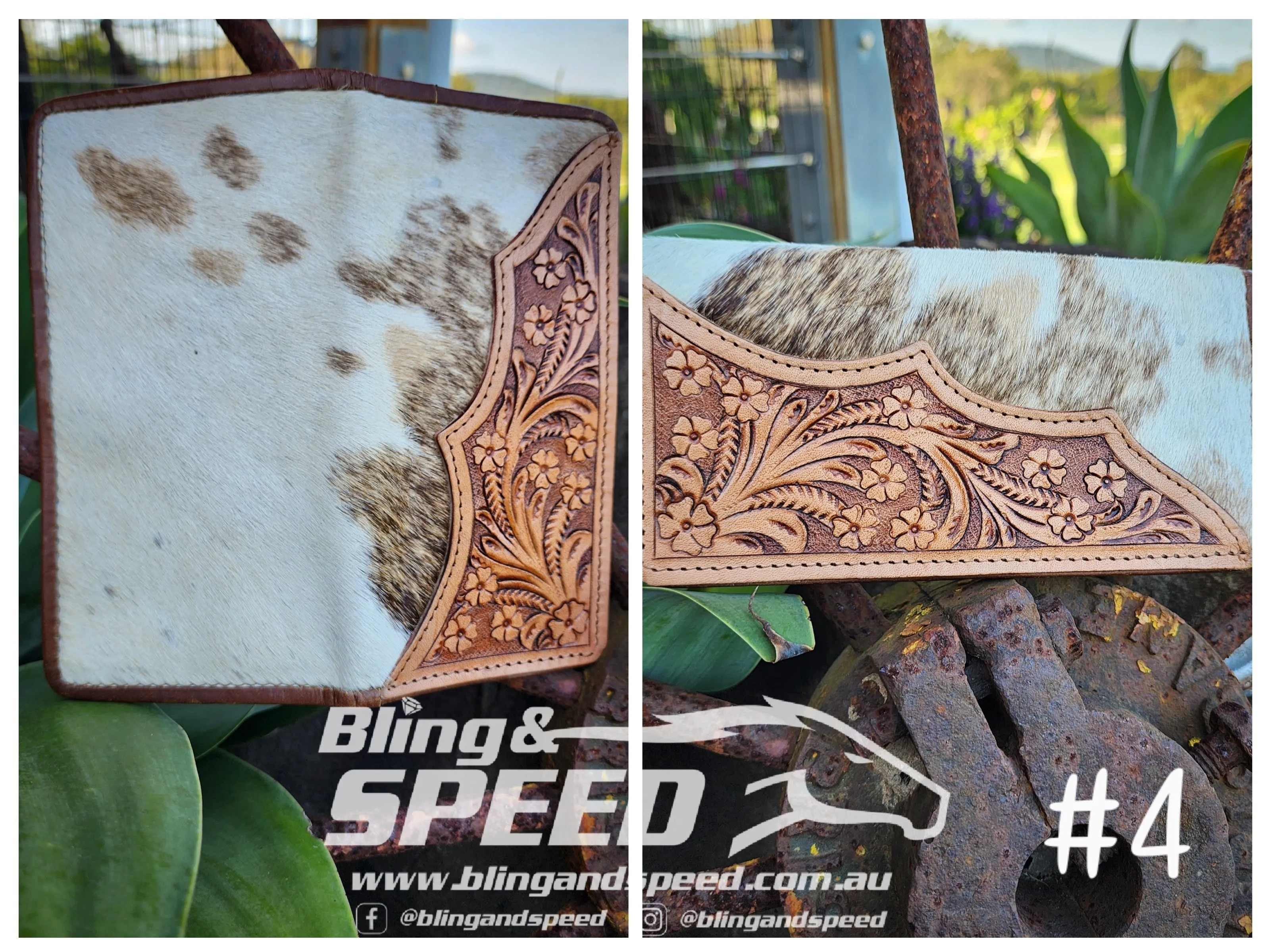 Cowhide and Leather Wallet