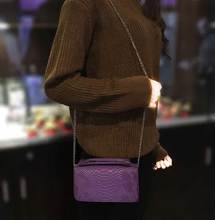Cowhide Crocodile Leather Cross-body Handbags