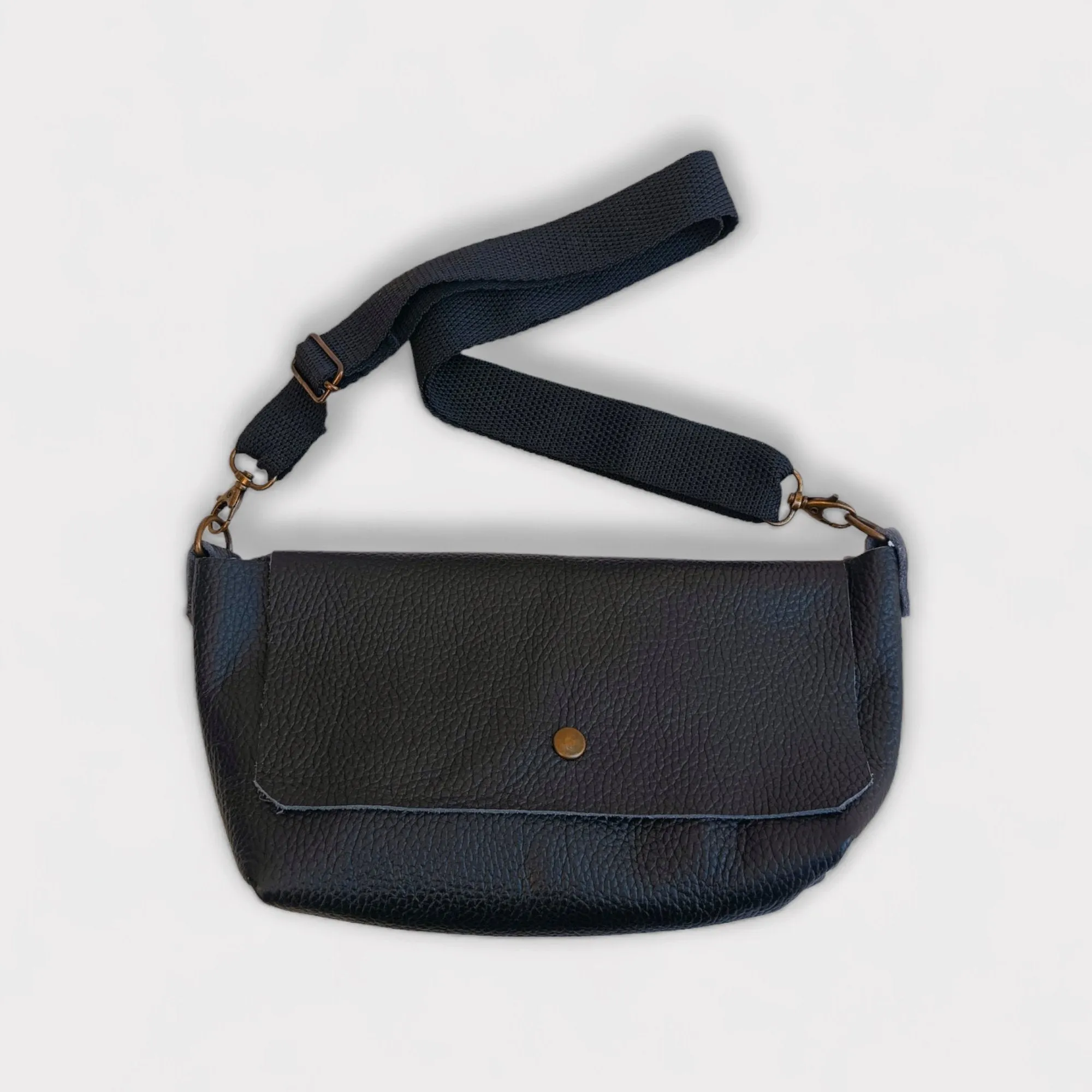 Cross Body Leather Handbag - Claudia  Black