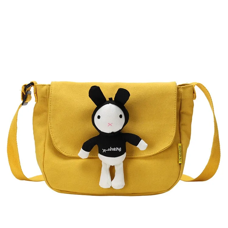 Cute Cartoon Rabbit Canvas Messenger Bag