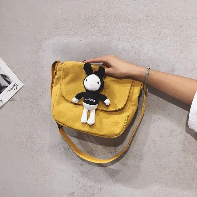 Cute Cartoon Rabbit Canvas Messenger Bag