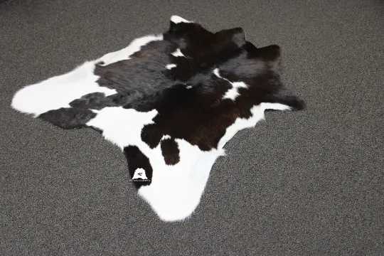 Dark Brown & White  Calfskin Rug Size 3ft x 3ft - Premium Quality Cowhide Rug