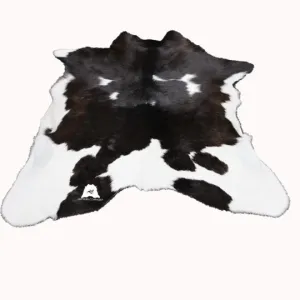 Dark Brown & White  Calfskin Rug Size 3ft x 3ft - Premium Quality Cowhide Rug