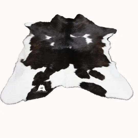 Dark Brown & White  Calfskin Rug Size 3ft x 3ft - Premium Quality Cowhide Rug