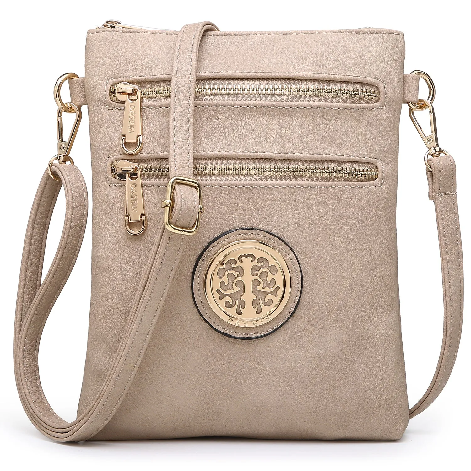 Dasein Soft Faux Leather Gold-Tone Messenger Bag  Crossbody (7051s)