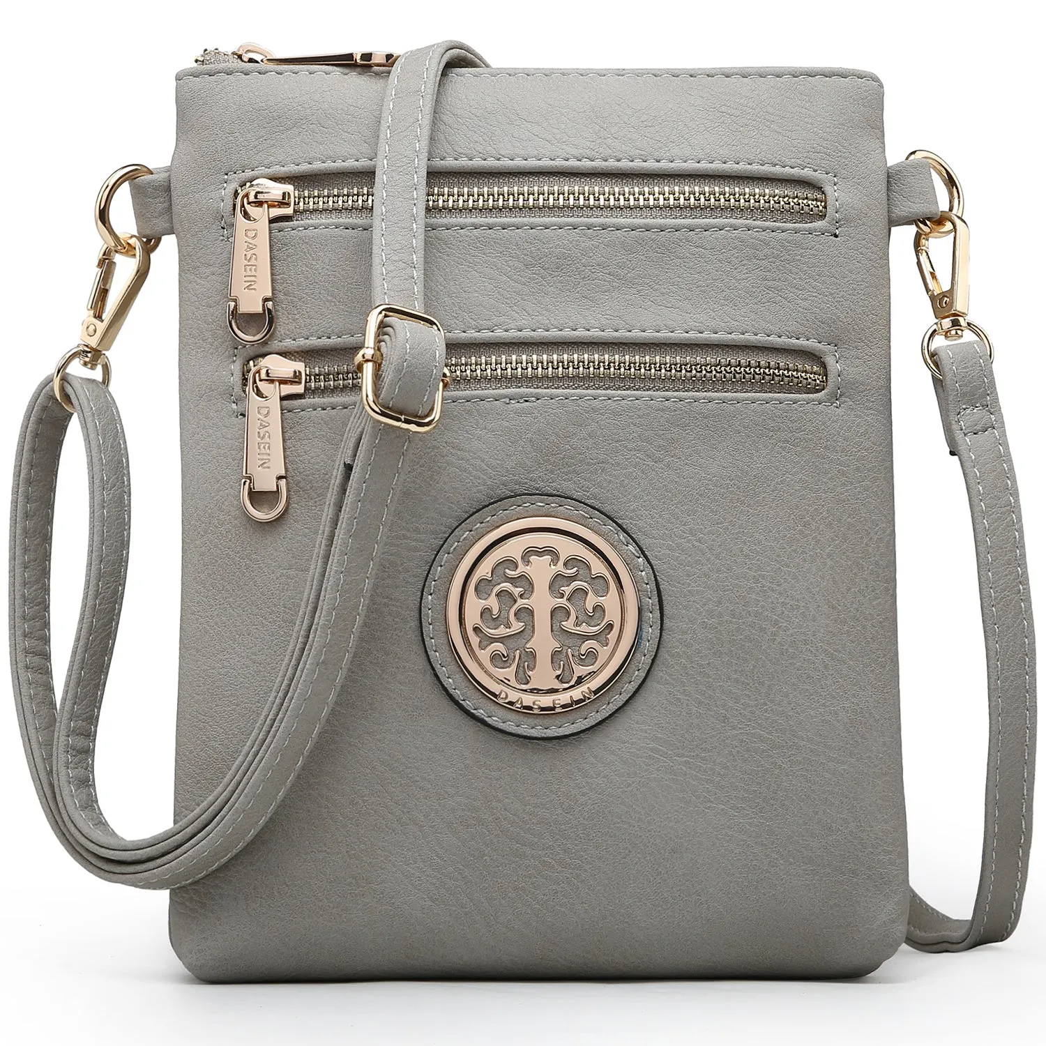 Dasein Soft Faux Leather Gold-Tone Messenger Bag  Crossbody (7051s)