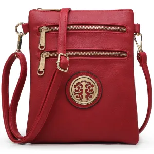 Dasein Soft Faux Leather Gold-Tone Messenger Bag  Crossbody (7051s)