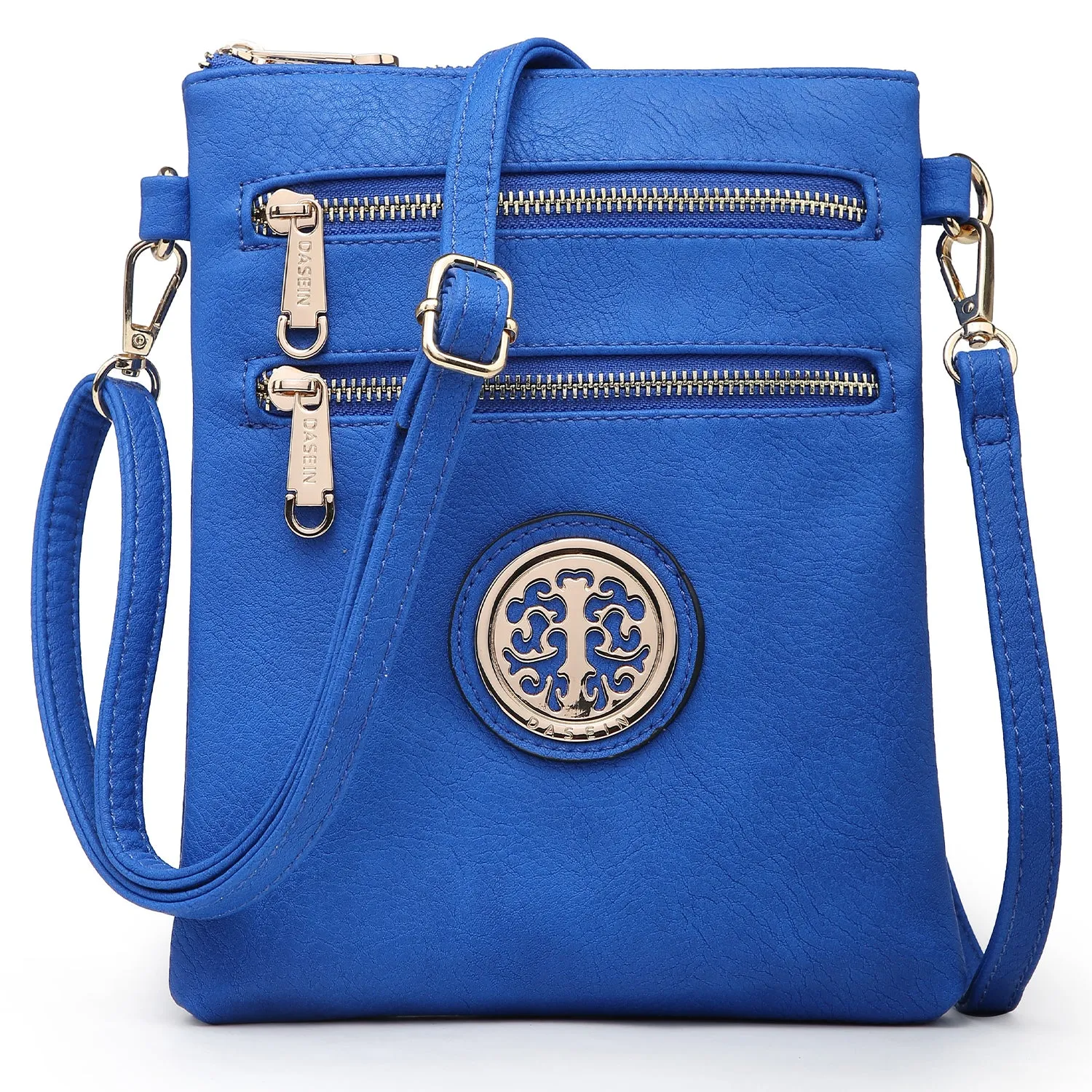 Dasein Soft Faux Leather Gold-Tone Messenger Bag  Crossbody (7051s)