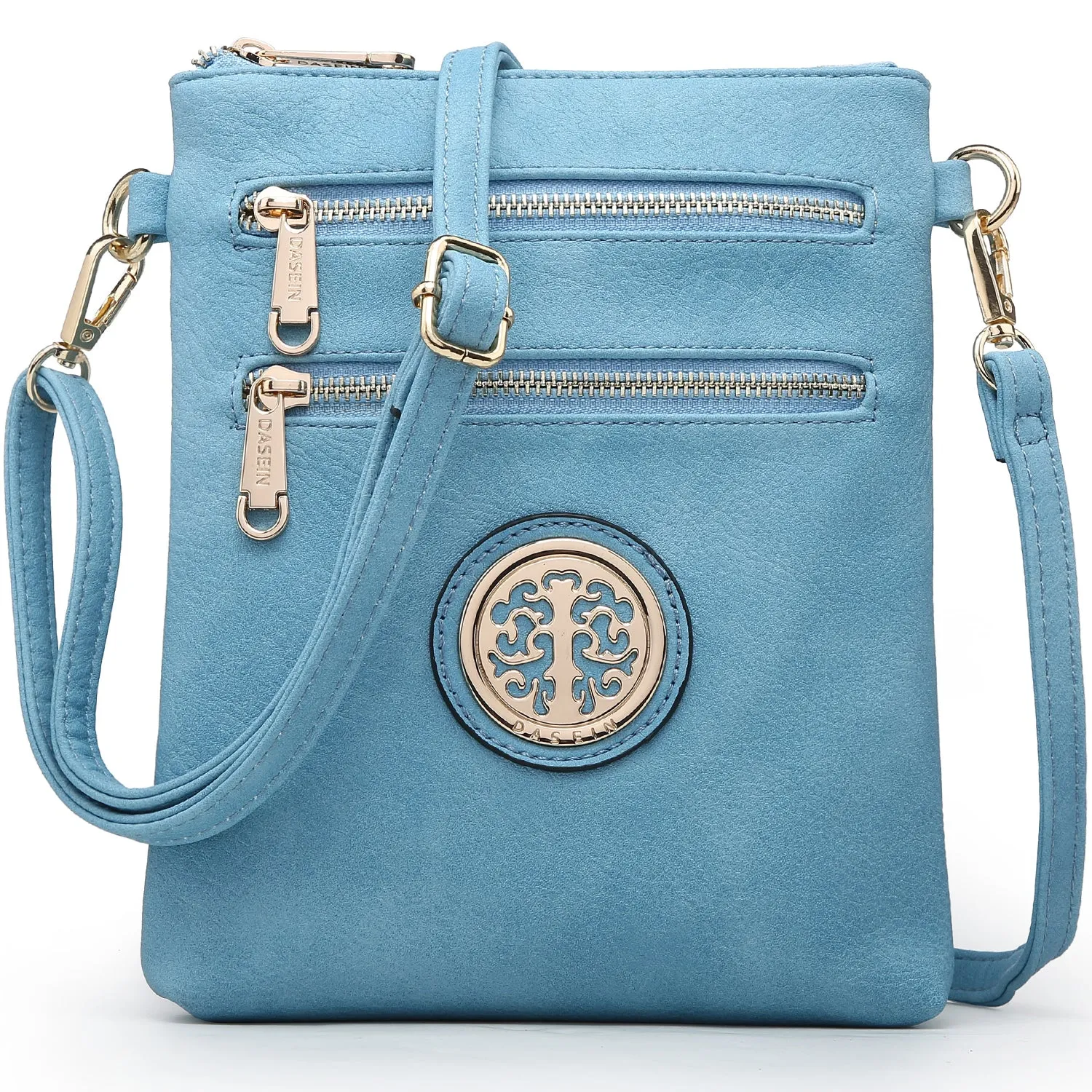 Dasein Soft Faux Leather Gold-Tone Messenger Bag  Crossbody (7051s)