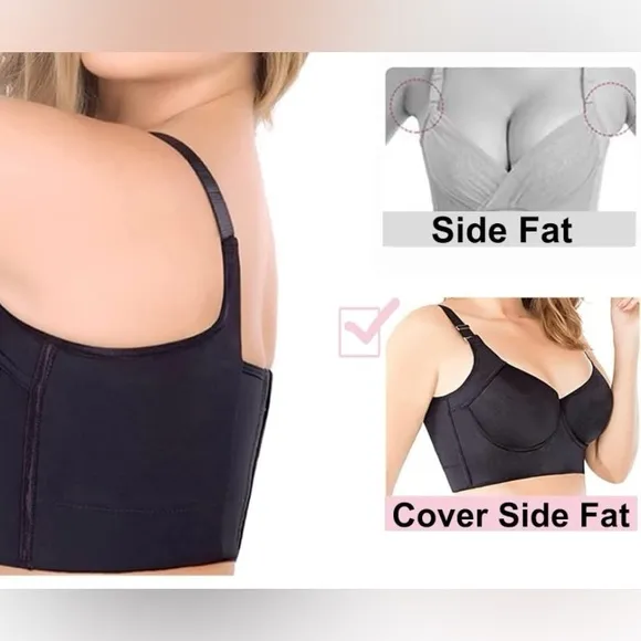 Deep Cup Fashion 42B Black Push Up Hidden Underwire Support Lift Seamless Bra