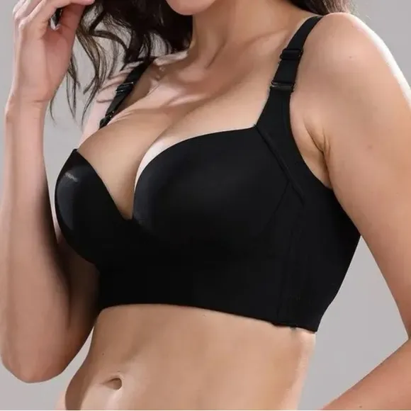 Deep Cup Fashion 42B Black Push Up Hidden Underwire Support Lift Seamless Bra