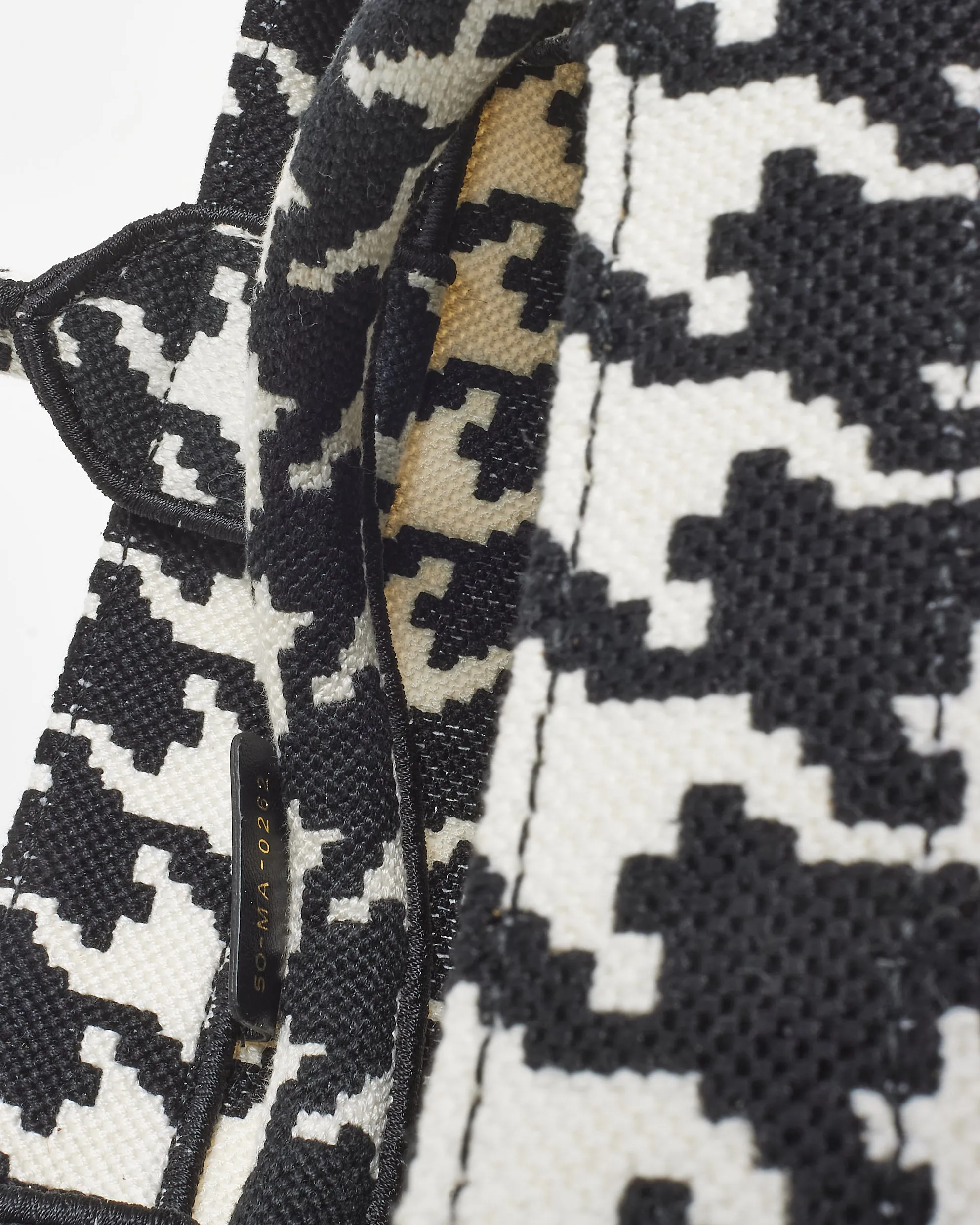 Dior Black & White Houndstooth Canvas Mini Book Tote Bag
