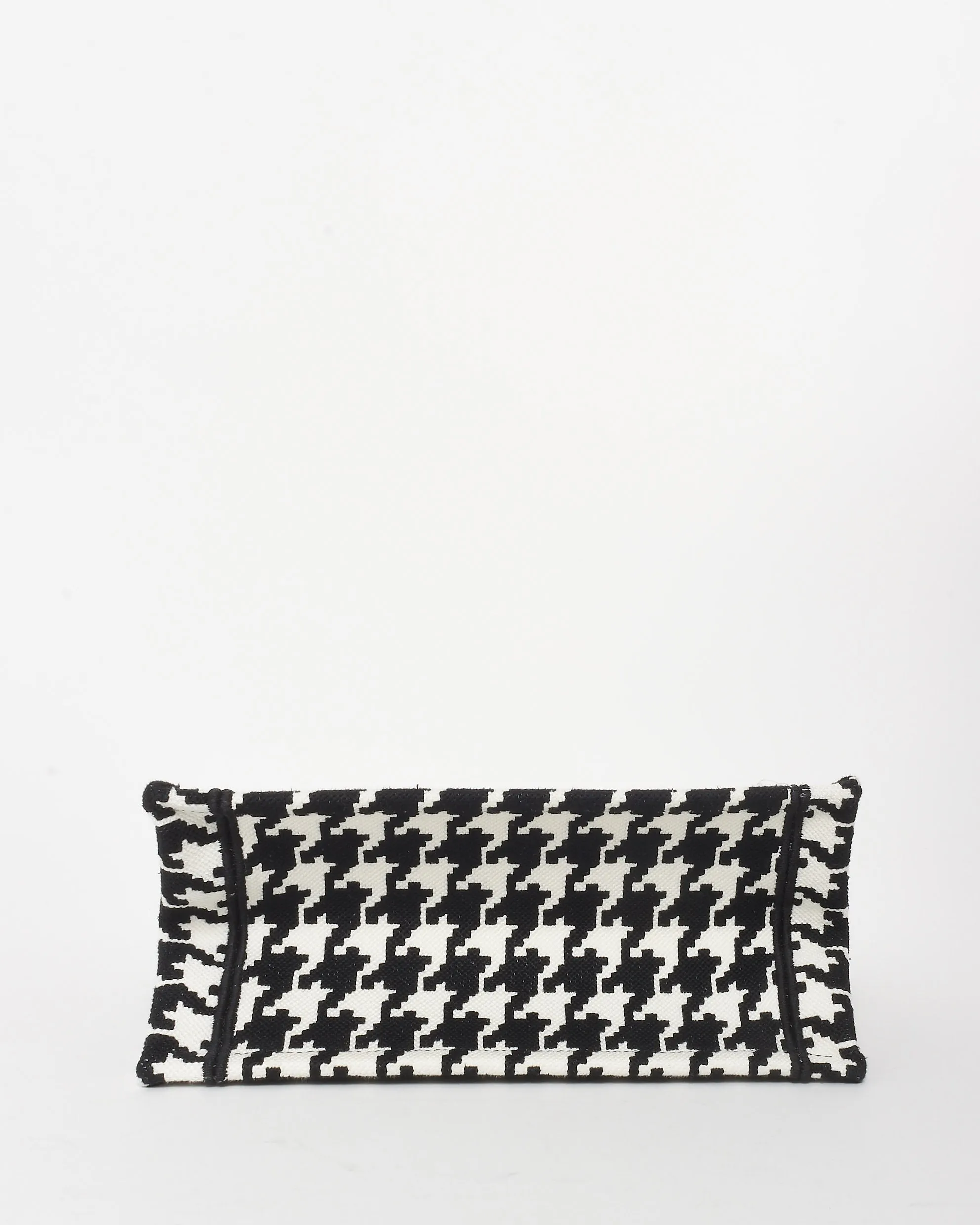 Dior Black & White Houndstooth Canvas Mini Book Tote Bag