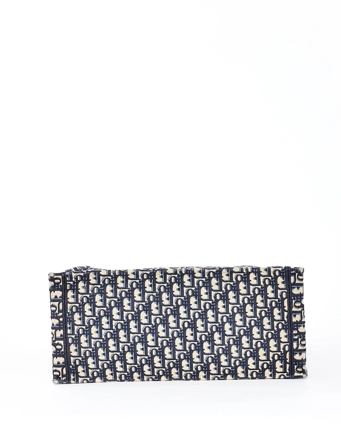 Dior Navy Blue Oblique Canvas Embroidery Large Book Tote Bag