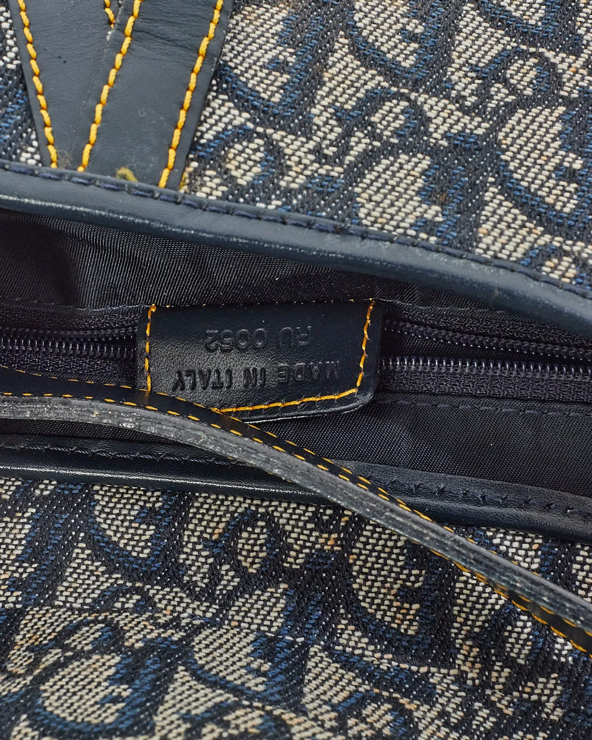 Dior Vintage Blue Oblique Canvas Saddle Bag