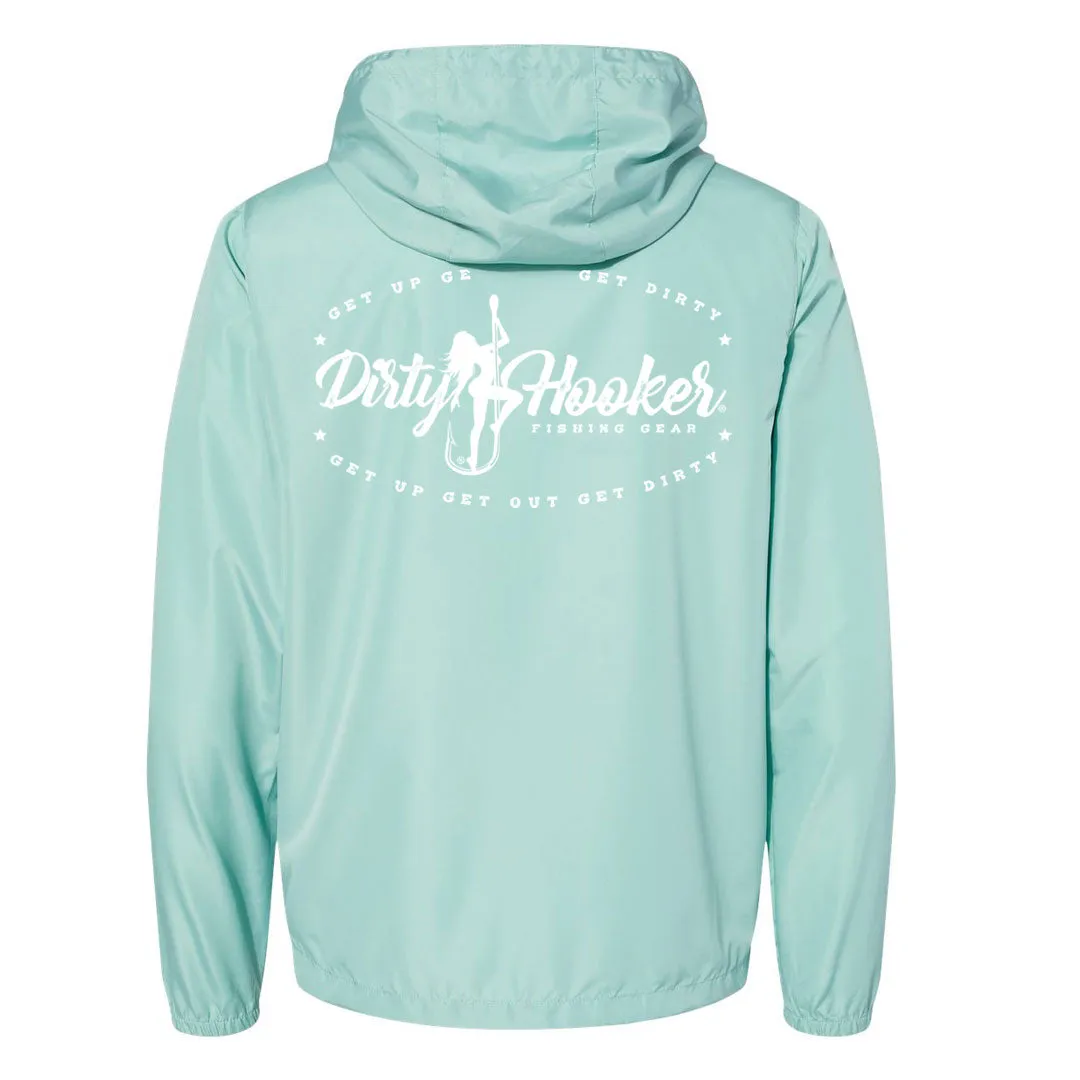 Dirty Hooker Vintage White Windbreaker Aqua