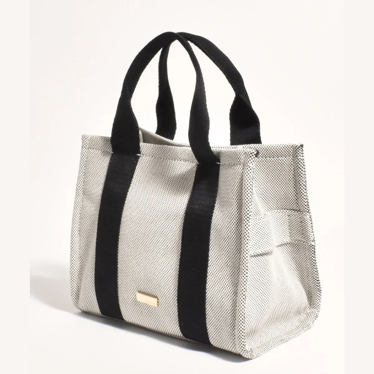 Erin Canvas Mini Tote Bag (Black)