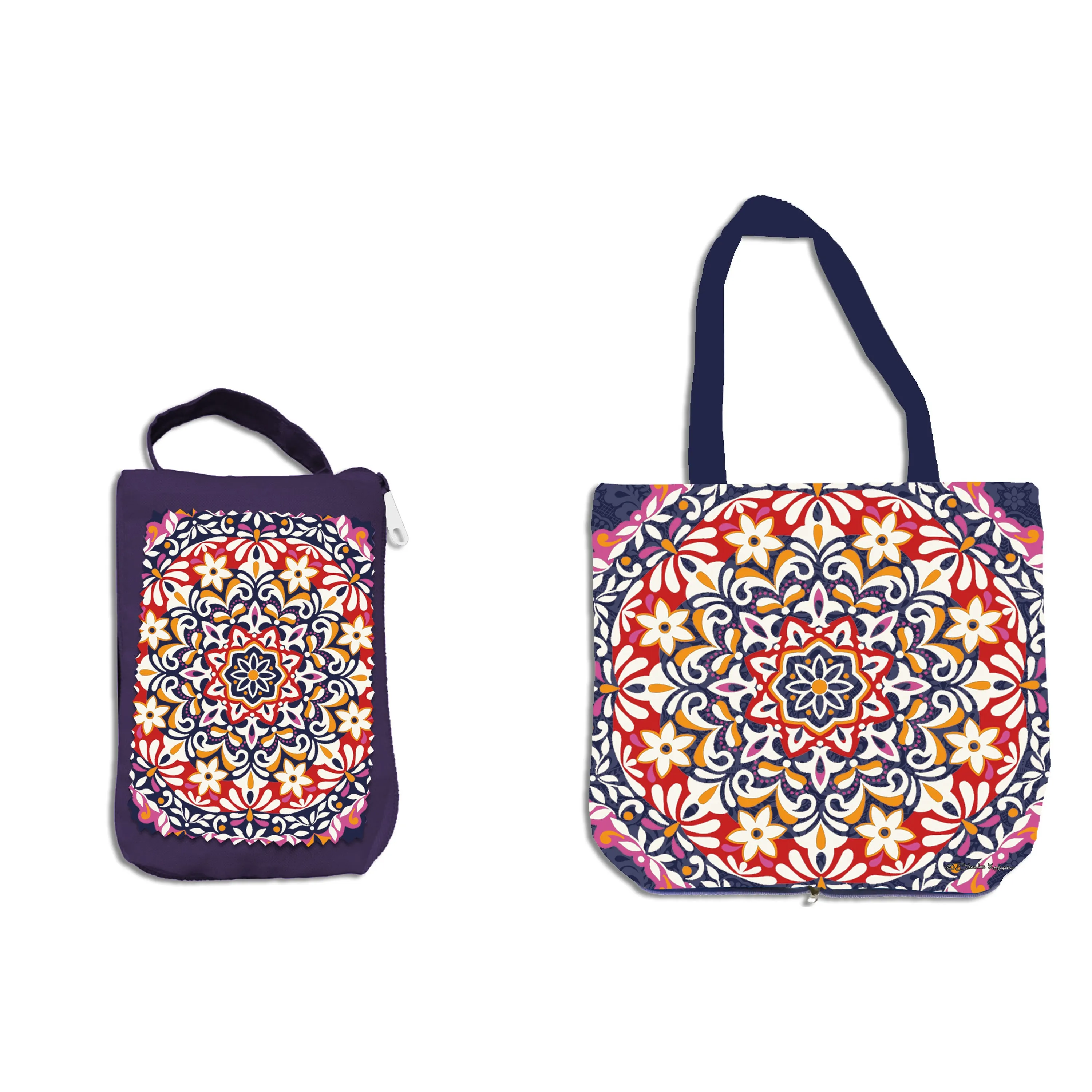 Evergreen Gifts,Mandala in Fall Compact Tote Bag,15x0.1x14 Inches
