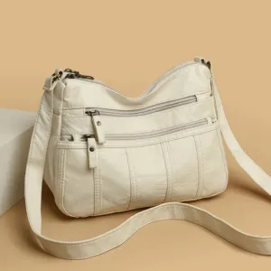 Fashion Soft Leather Crossbody Bags for Women 2024 Casual Female Multi Pocket Messenger Bags Retro Handbags Ladies Shoulder Bags