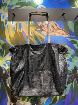 Fatto a Mano by Carols Falchi Black Snakeskin Tote Bag with Silver Handles