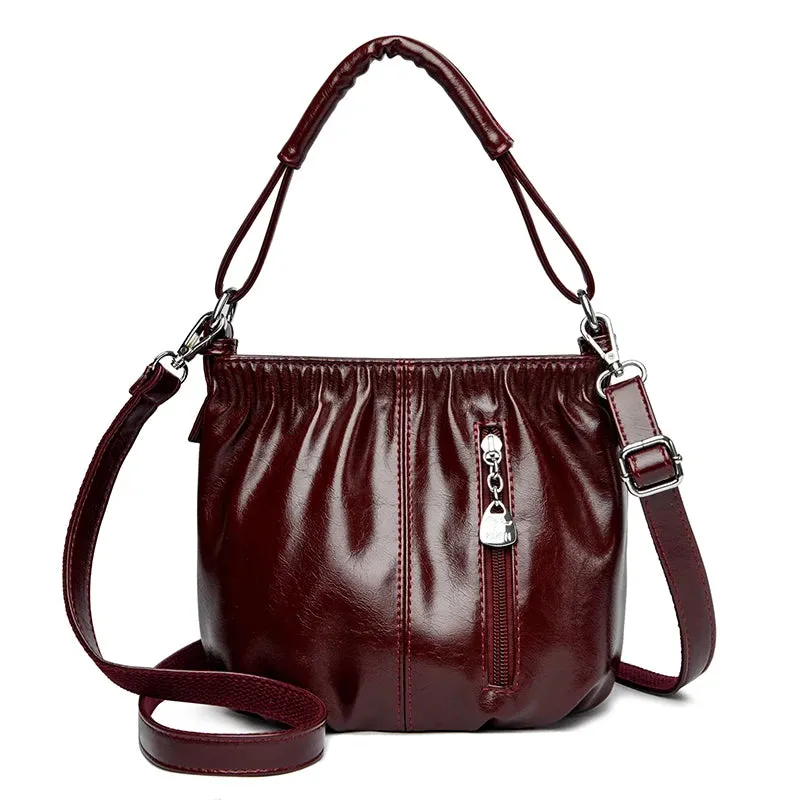 Female Handbags Retro Solid Color PU Leather