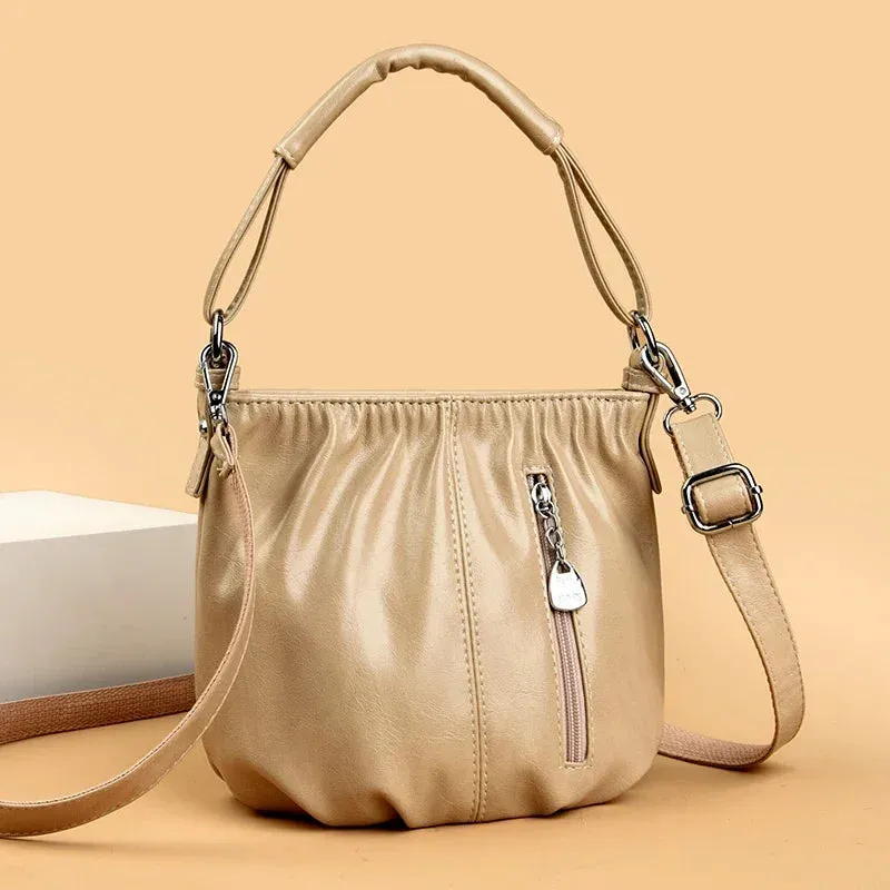 Female Handbags Retro Solid Color PU Leather