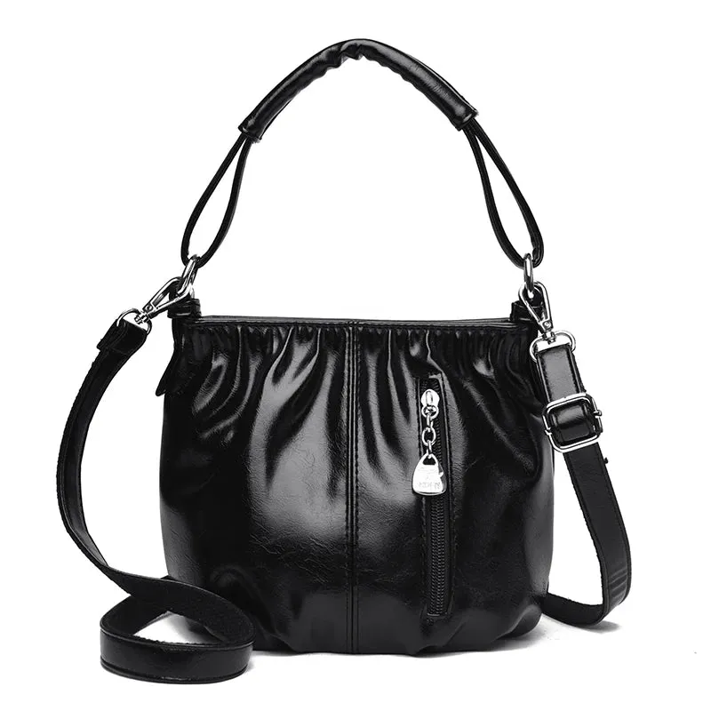 Female Handbags Retro Solid Color PU Leather