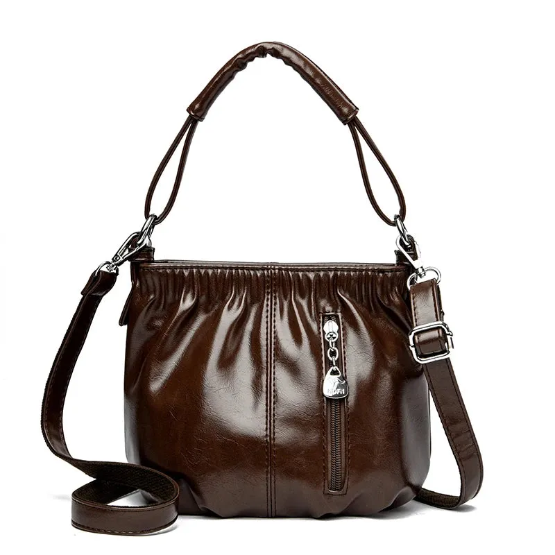 Female Handbags Retro Solid Color PU Leather