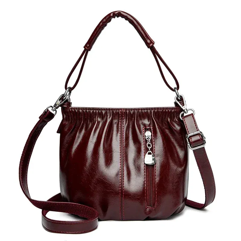 Female Handbags Retro Solid Color PU Leather