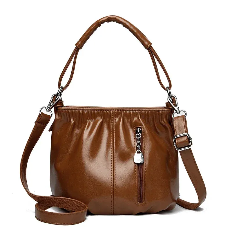 Female Handbags Retro Solid Color PU Leather