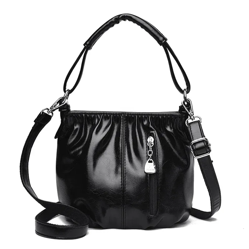 Female Handbags Retro Solid Color PU Leather