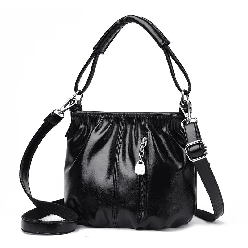 Female Handbags Retro Solid Color PU Leather