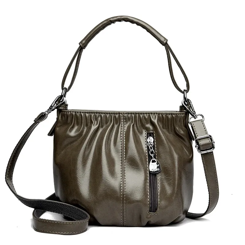 Female Handbags Retro Solid Color PU Leather