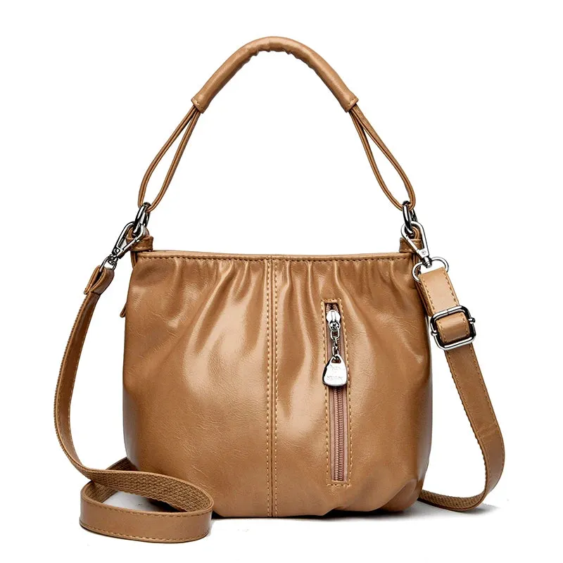 Female Handbags Retro Solid Color PU Leather