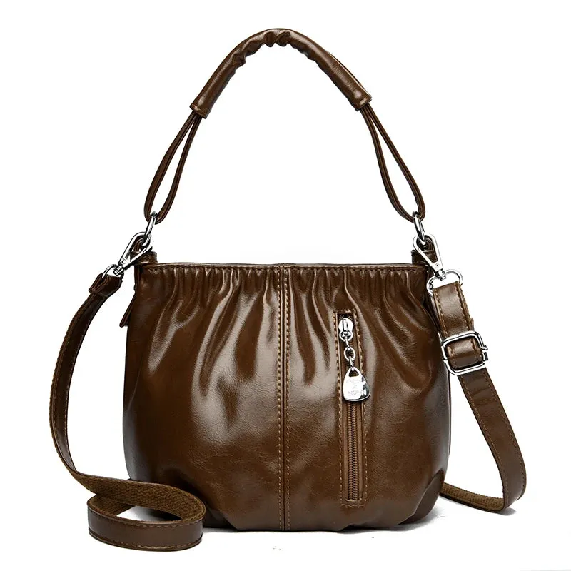 Female Handbags Retro Solid Color PU Leather