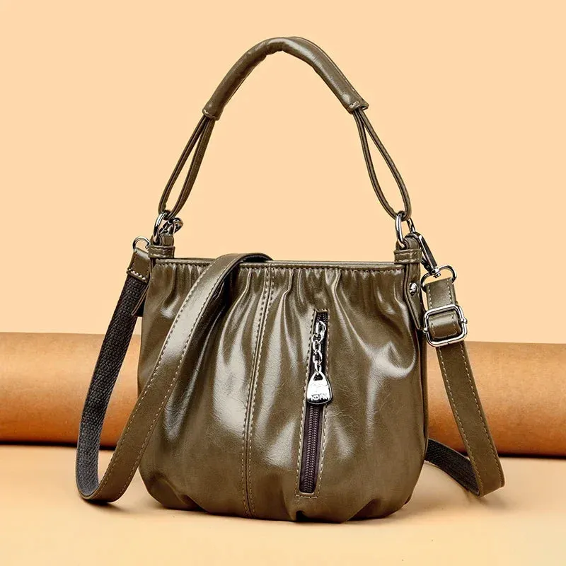 Female Handbags Retro Solid Color PU Leather
