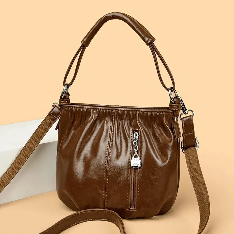 Female Handbags Retro Solid Color PU Leather