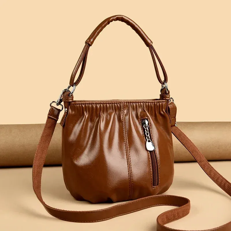 Female Handbags Retro Solid Color PU Leather