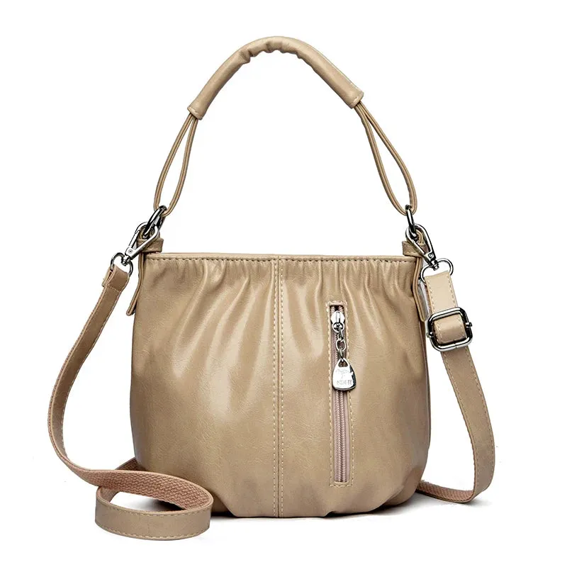 Female Handbags Retro Solid Color PU Leather