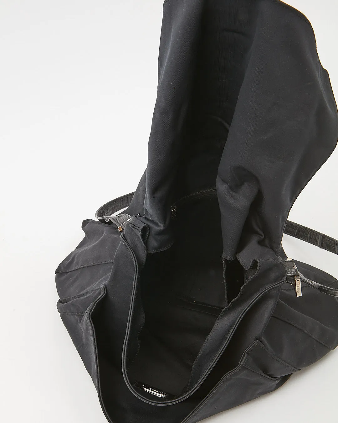 Fendi Black Nylon FF Baguette Extra Large Flap Bag