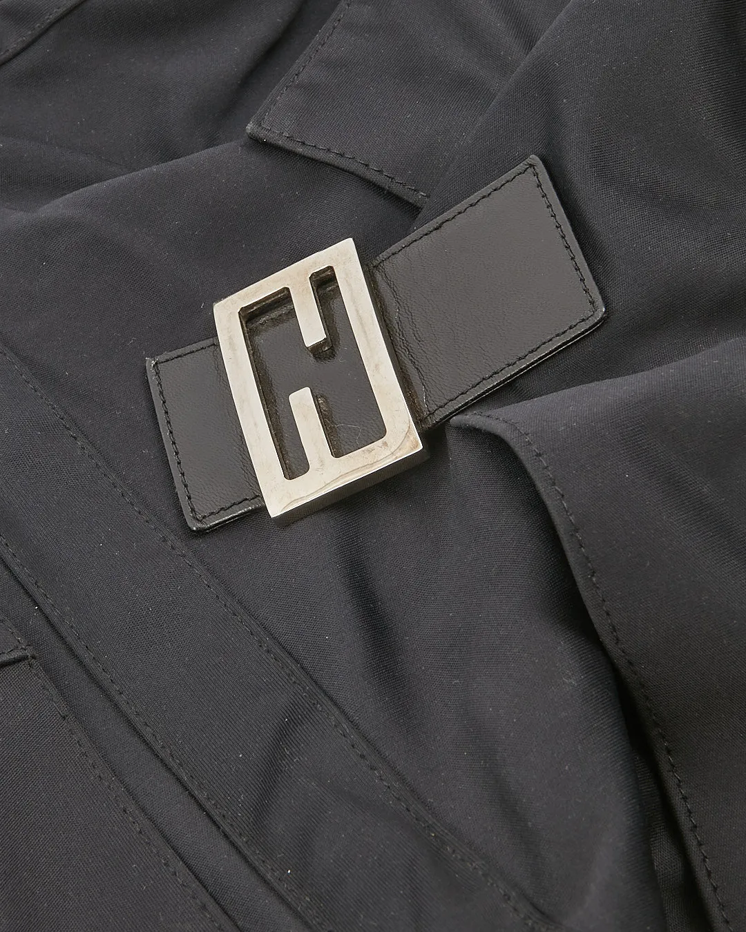 Fendi Black Nylon FF Baguette Extra Large Flap Bag