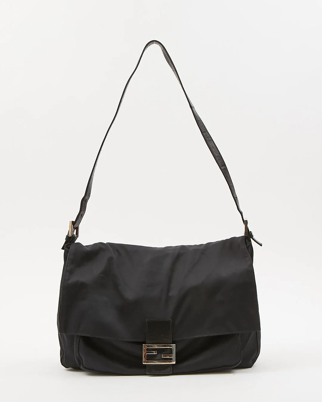 Fendi Black Nylon FF Baguette Extra Large Flap Bag