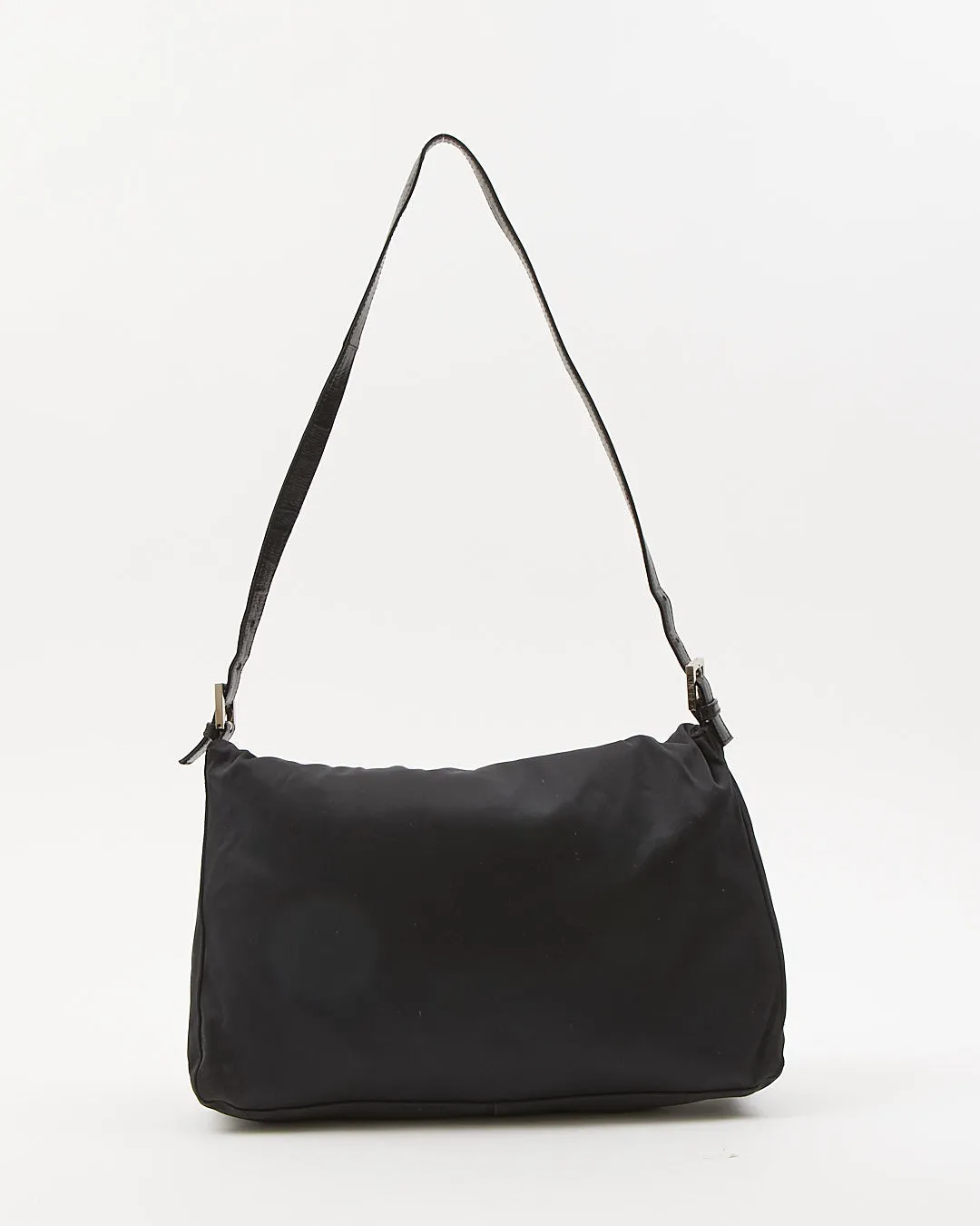 Fendi Black Nylon FF Baguette Extra Large Flap Bag