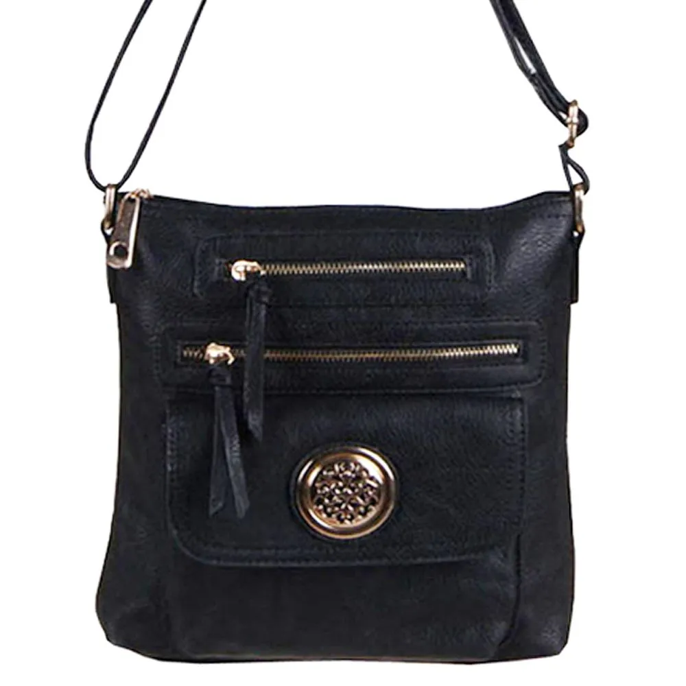 flora medallion Cross-body messenger wallet bag set black Designer inspired
