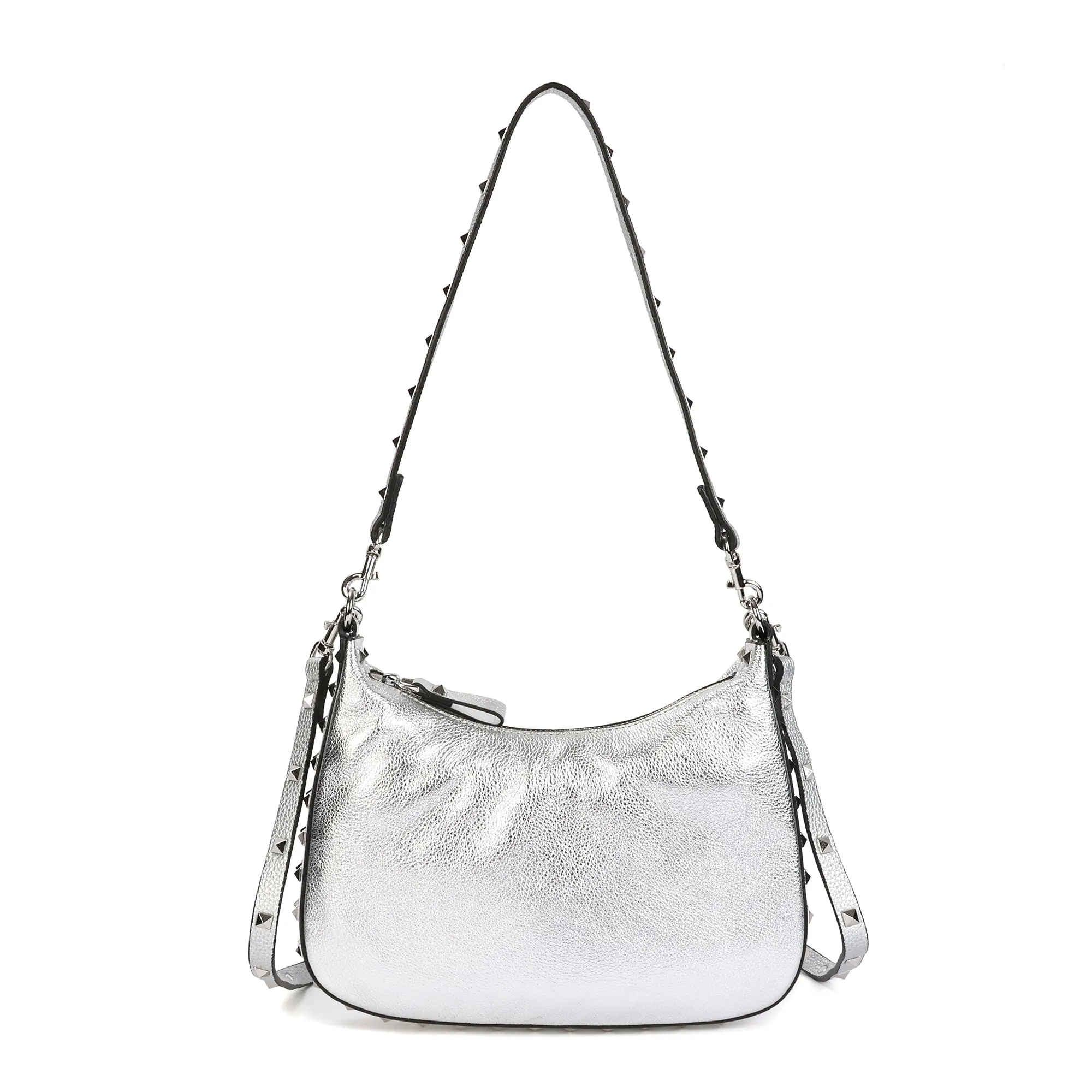 Full-Grain Studded Leather Shoulder/Messenger Bag