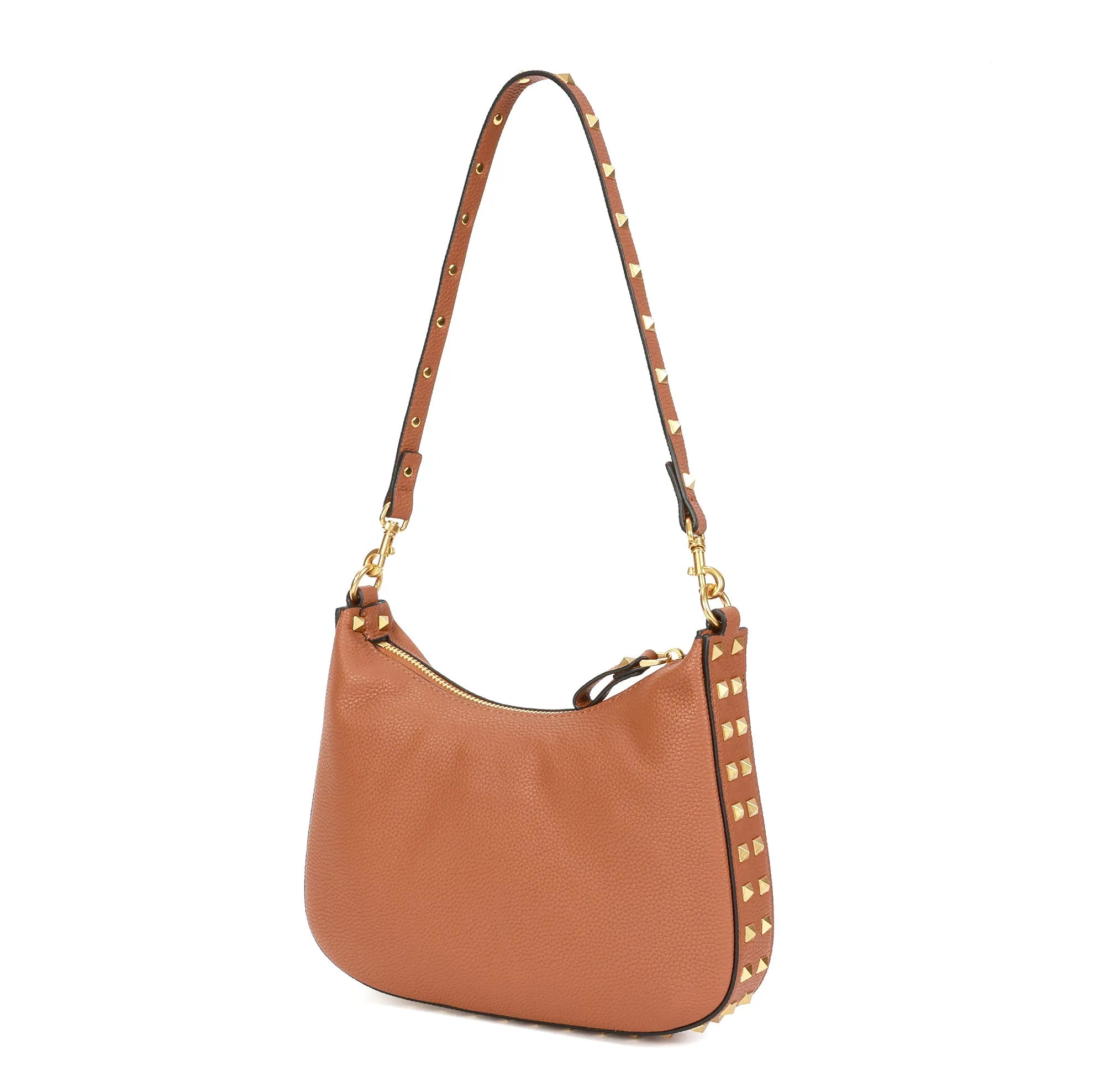 Full-Grain Studded Leather Shoulder/Messenger Bag