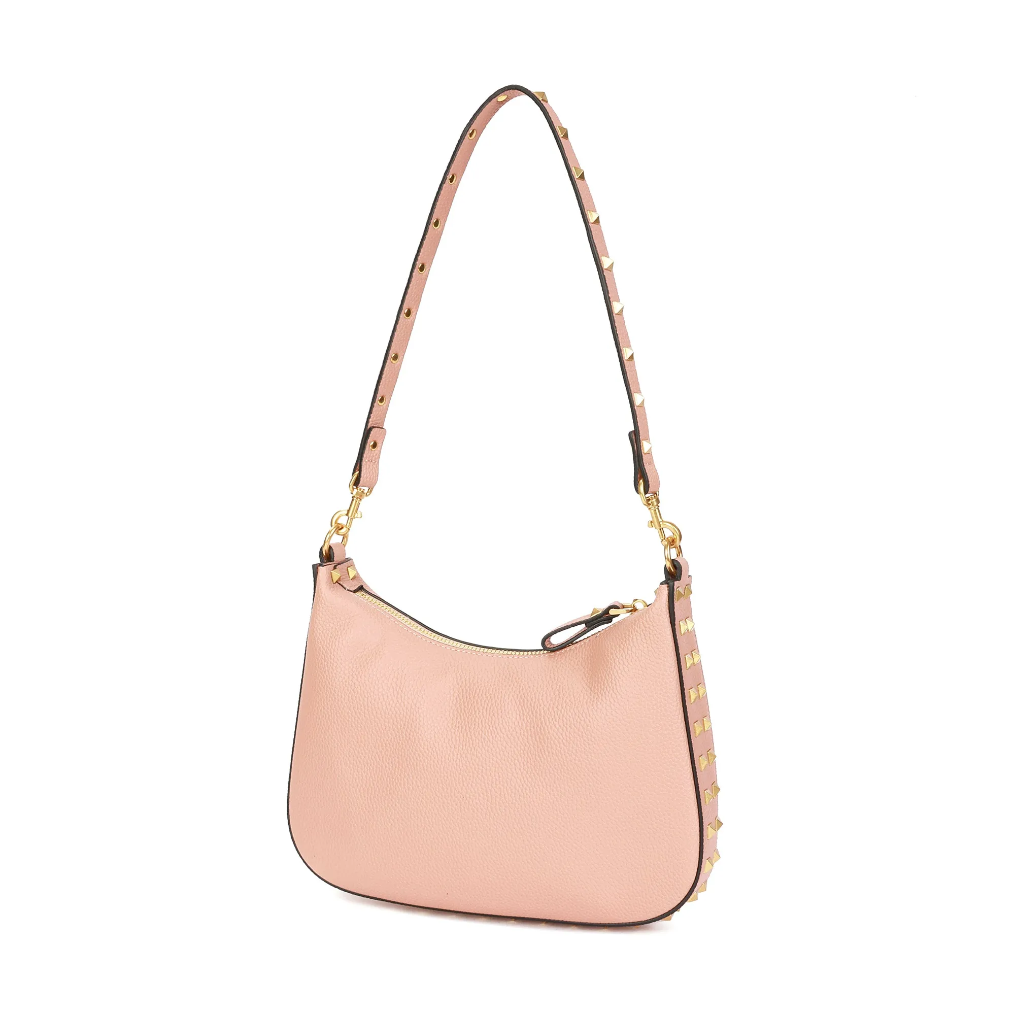 Full-Grain Studded Leather Shoulder/Messenger Bag