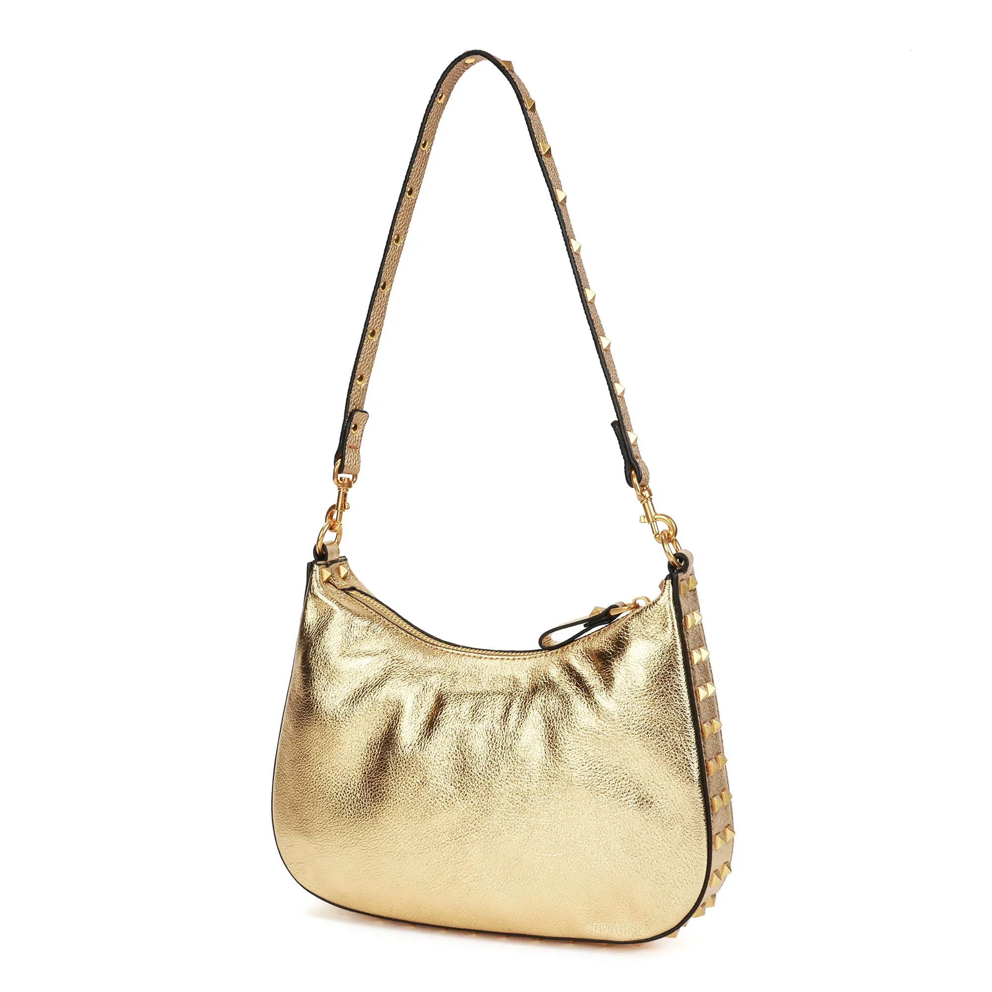 Full-Grain Studded Leather Shoulder/Messenger Bag