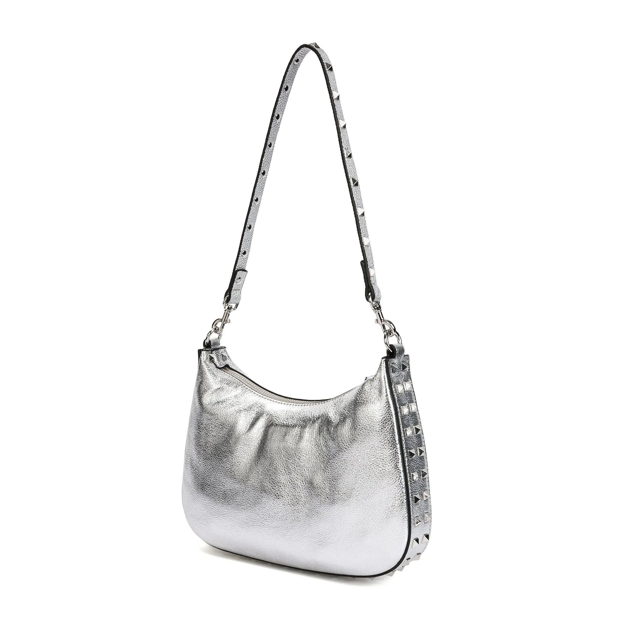 Full-Grain Studded Leather Shoulder/Messenger Bag
