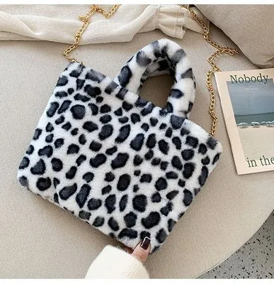 Fur Bag animal print leopard bag women ladies winter warm crossbody bags famous Brand Large Capacity shoudler Clutch 2019 new